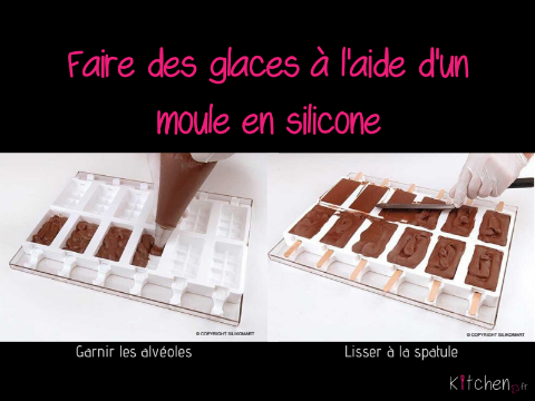 Remplir un moule à glace en silicone est simple à faire.